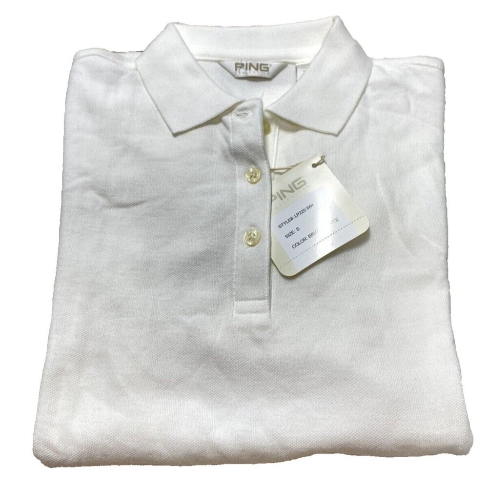 NEW Ping Women's Collard Button Up Golf Polo T Shirt -Small-Creamy White Colour